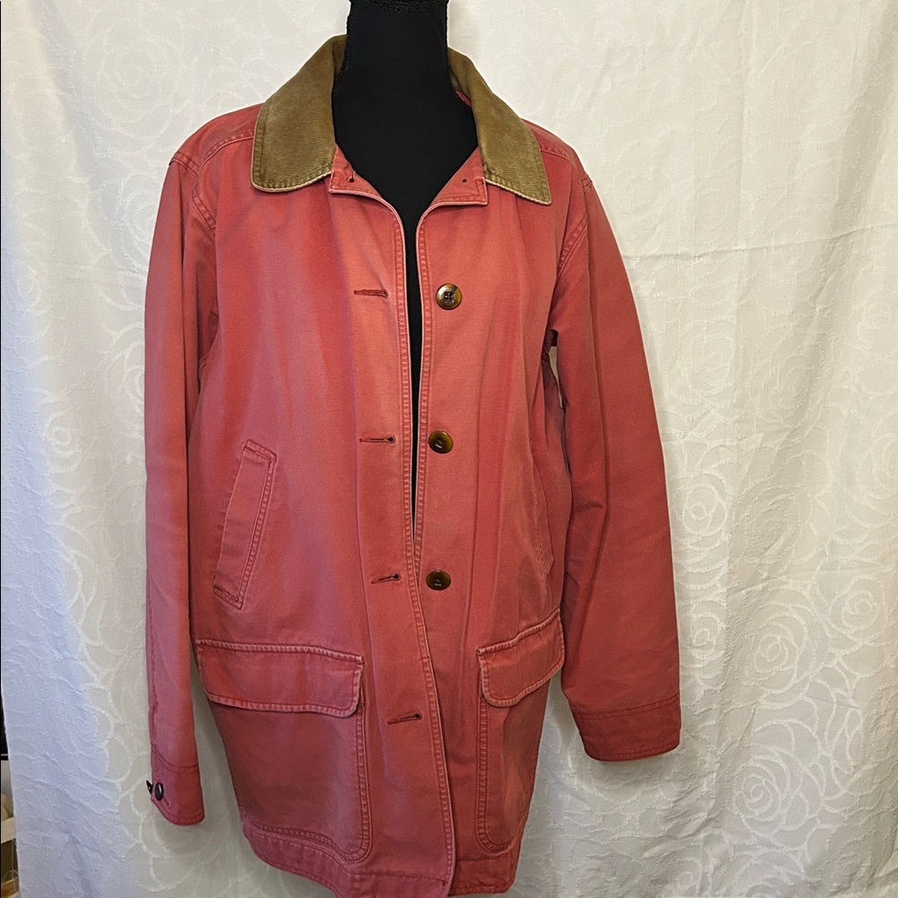 L.L. Bean Women’s Vintage Crimson Chore & Field Coat Brown Corduroy Collar Sz L - Picture 2 of 14